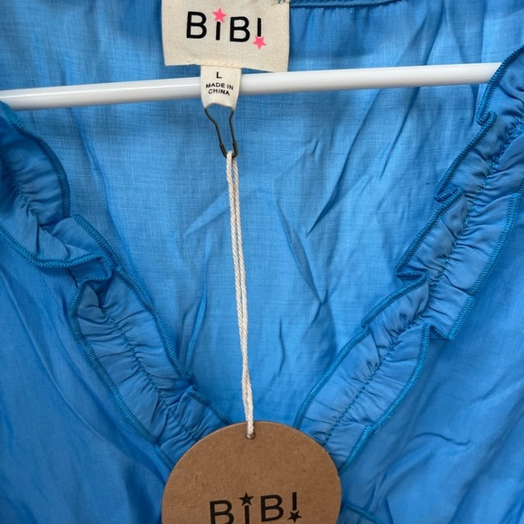 BiBi Blue Sleeveless Ruffle Blouse - Picture 3 of 4